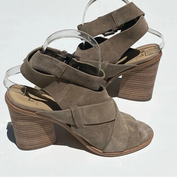 MARC FISHER Women’s Suede Valen peep toe sandals booties adjustable ankles 7.5 - Picture 6 of 8